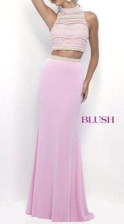 Blush Prom 2 Piece Beaded Dress Cotton Candy Pink 11230