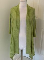 Wooden Ships Green Ribbed Open Cardigan