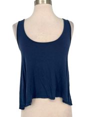 Finders Keepers Draped Cutout Back Tank Top Blue Cream Size 4