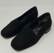 Stuart Weitzman Black Fabric Weaved Loafers Size 6
