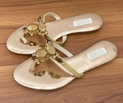 BADGLEY MISCHKA American Glamour Rose Gold Embellished Rhinestones Sandals 7.5