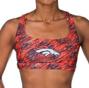 NFL Team Apparel Womens M Denver Broncos Sports Bra Crisscross Orange Blue