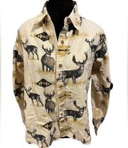 Natural Reflections Vintage Southwestern Native Deer Outdoor Cotton Button Top