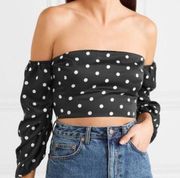 Cami nyc Misha cropped shoulder polka dot silk top