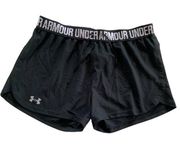 Under Armour  Pants Womens Medium Black Stretch Logo Band Athletic Heat Gear Poly