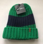 NWT  Green And Navy Stripes Beanie