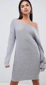 Off Shoulder Knitted Sweater Dress