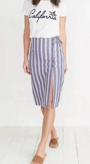 Marine Layer Layla Wrap Skirt in Cream/Red Multi Stripe