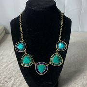 Francesca’s Beautiful Blues, Greens, and Gold Tone Necklace