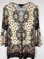 Melissa Paige Women's Paisley V-Neck Bell Sleeve Gypsy Boho Pullover Top Sz 2X