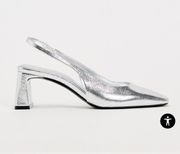 Silver Sling back Heels