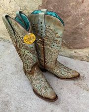 Nwt Corral Mint Glitter Inlay Boots Sz 7.5