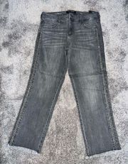 LIVERPOOL CROP STRAIGHT GREY JEANS W SEQUIN DETAIL SIZE 10