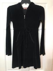 Y2K Juicy Couture tie waist hooded L/S terry dress BLK