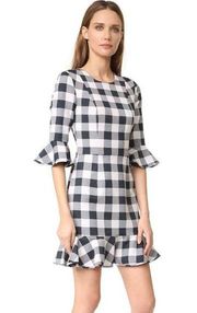 NWT Black Halo Brooklyn in Vischy Two-Tone Gingham Check Plaid Mini Dress 8 $390