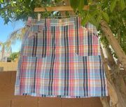 Christopher & Banks Skirt Womens 10 Pink Blue Plaid Skort Stretch Fall Summer