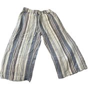 Beachlunchlounge women's linen blend wide leg capri striped size Small