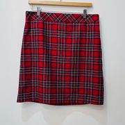 Talbots Red Tartan Plaid Rayon Skirt Classic Career Lined Holiday sz 10 P