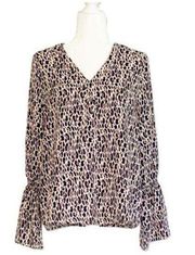 Finn & Grace Blouse Top V-neck Long Bell Sleeve Career Office Top Medium