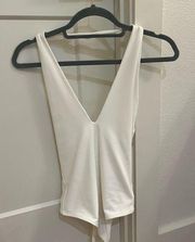 White Cross Neck Body Suit Abercrombie and Fitch MEDIUM