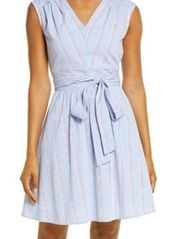 Striped Searsucker Tie Dress Bimini Blue