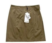 Lacoste Skirt Taupe Cotton Side Zip Front Pockets A-Line Mini Skirt Size 2 NEW