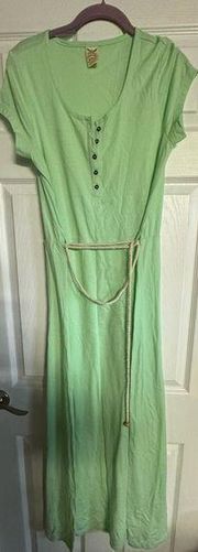 Henley mint green  Maxi Dress With Rope Belt Faded Glory size Medium