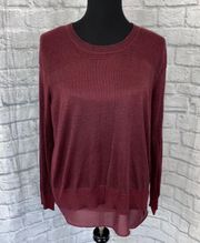 crewneck longsleeve top w/shimmer sheer lining W/cross flare back Sz Large