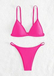 SheIn HOT PINK triangle bikini set S/M