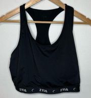 Zyia Black Sports Bra XL Womens Unlined Racerback Athletic Activewear Wordmark