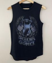 Black U.S.A Flag Wing Graphic Muscle Tee Tank Top