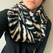 Infinity Scarf Black and White Fuzzy Zebra