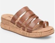 Korks Tan Leather Maya Wedge Sandals Women’s Size 10