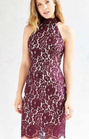 Purple Lace Choker Bodycon Dress