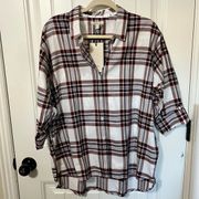 Barbour Bethwin Womens Shirt Size 8 In Cloud Check White‎ Red Pink