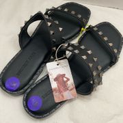 Sincerely Jules Black Studded Strappy‎ Sandals in