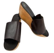 Robert Clergerie Wooden Platform Sandals 6.5 Brown Leather