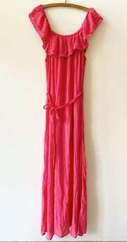 Dark Peach Summer Ruffle Maxi Dress