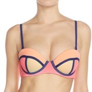 Maaji NEW NWT  Flamingo Timbers Underwire Bikini Top Swim Pink Orange Cupped L