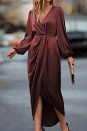 Latern Sleeve Satin Dress 