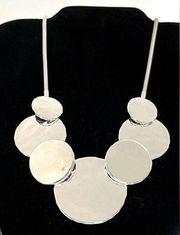 NEW Style Co Silver 18" NECKLACE Hammered Disc Chunky Statement +3" Ext.