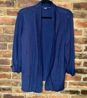 Premise Studio Navy Blue 3/4 Roll-Tab Sleeve Cardigan Sweater Women's