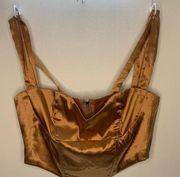 Bronze/Copper Tic Toc Cropped Corset Style Tank Top with Zipper Size Small