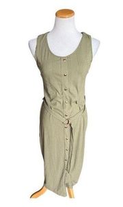 NWT Womens Say What Olive Green Ribbed Sleeveless Maxi Dress w Belt - Sz M