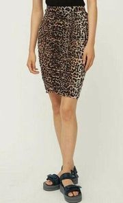 NEW NWT Ganni Leopard Shirred Skirt Animal Printed Mesh Short Stretch SZ US 2 34