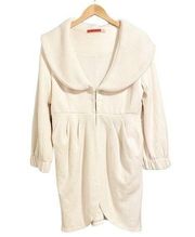 Alice and Olivia Winter White Cream Wool Blend Midi Coat Silk Lined Size Medium