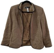 Jones New York Jacket Womens 6 Brown Tweed Pattern Long Sleeve Open Front Blazer