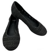 Eileen Fisher Black Perforated Flats Hidden Wedge Suede Leather 9