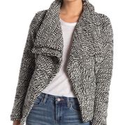 Marled Boucle Asymmetrical Zip Wool Blend Jacket Size Medium