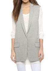 Rag & Bone Francois Wool Crepe Long Suit Vest Jacket Dove Gray Size S